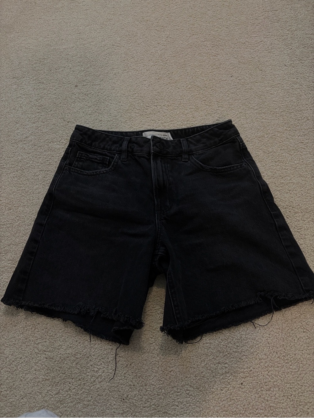 Dynamite Black Frayed-Hem Denim Shorts